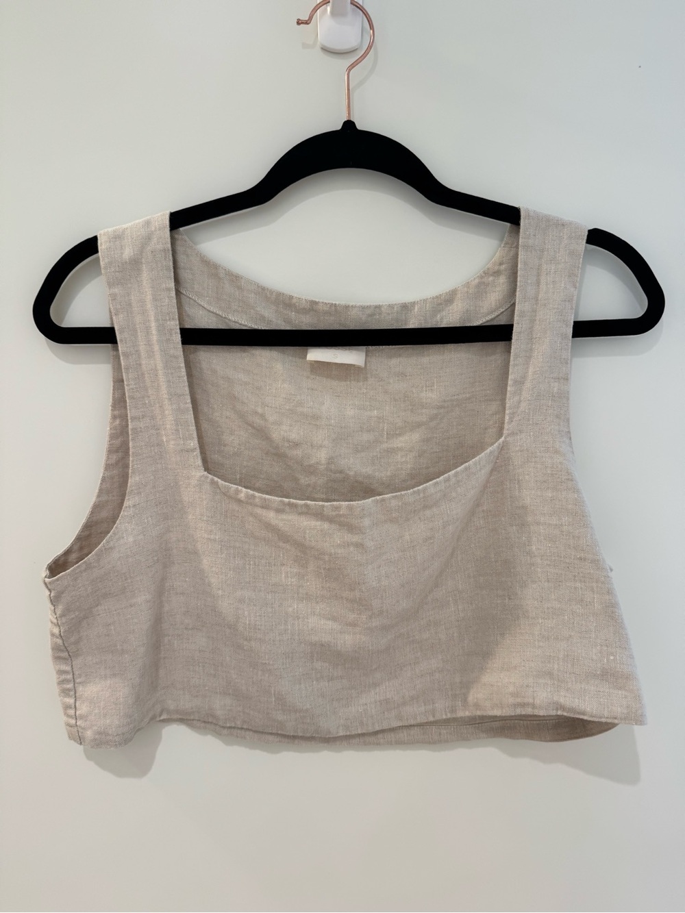 Posse Neutral Beige Linen Square Crop Top